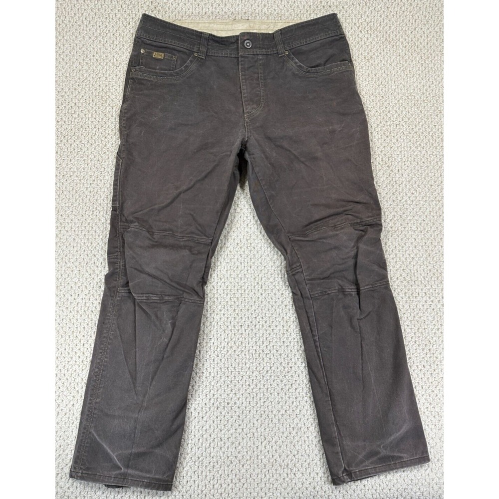 Kuhl Rebel Pants Mens 38x32 Dark Brown Vintage Patina Dye Stretch Twill Canvas